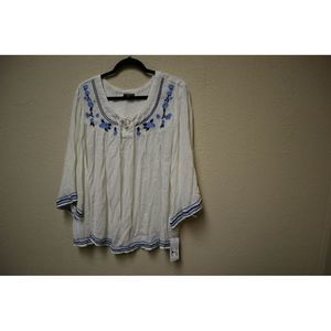 Hannah Plus Size Boho Chic Top 1x Ivory